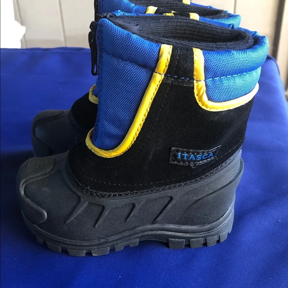Itasca Blue, Black and Yellow Kids Waterproof Snow Boots NWOT